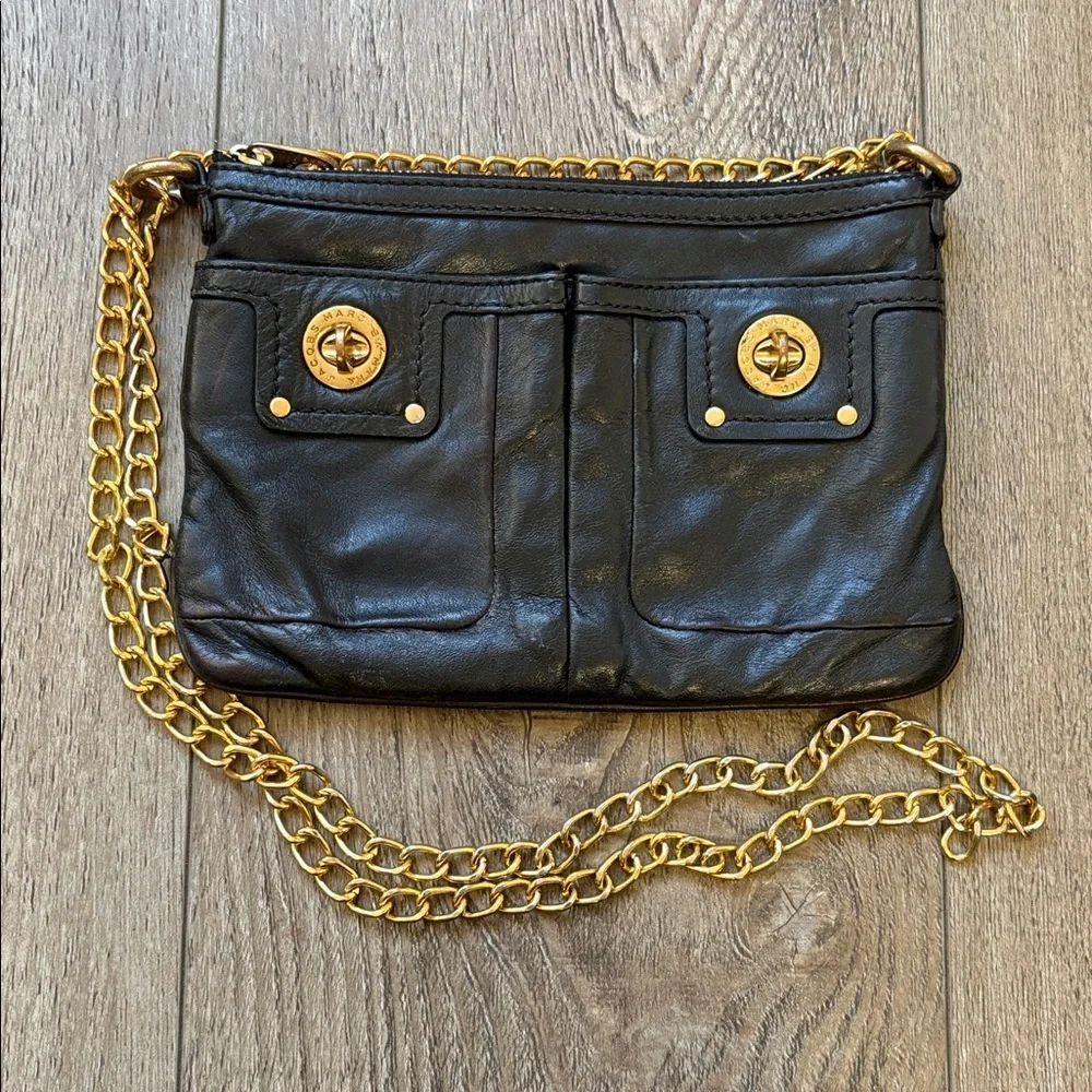 00’s Marc by Marc Jacobs Totally Turnlock Percy Crossbody Black Leather Mini Bag